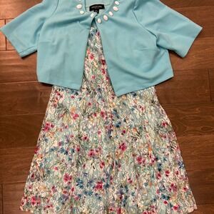 Perceptions New York Women's Seafoam Cropped Cardigan & Dress